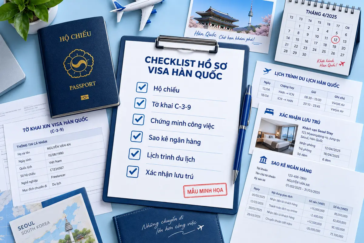 Checklist rà soát hồ sơ visa Hàn Quốc cho freelancer và người kinh doanh online