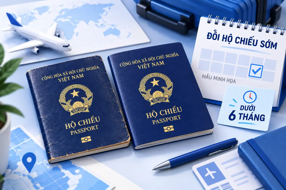 So sánh hộ chiếu Việt Nam cũ và mới cùng lịch nhắc đổi khi thời hạn còn dưới sáu tháng