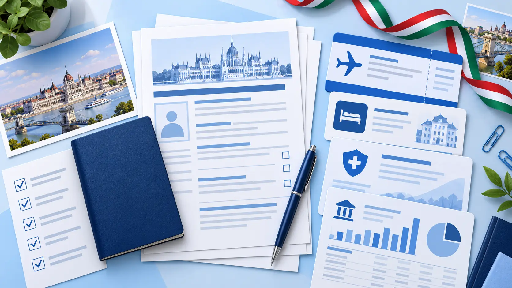 Hồ sơ xin visa Hungary gồm hộ chiếu, biểu mẫu và giấy tờ tài chính