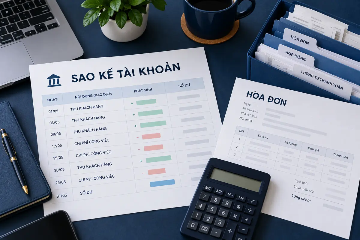 Sao kê tài khoản, hóa đơn và hồ sơ đối soát dòng tiền của người làm tự do