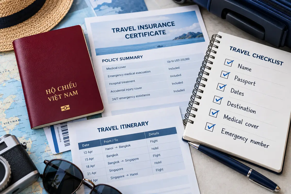 Checklist đối chiếu chứng nhận bảo hiểm du lịch với hộ chiếu, lịch trình và quyền lợi